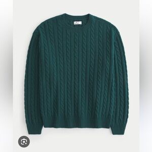 Hollister Big Comfy Sweater cable knit forest green size xs